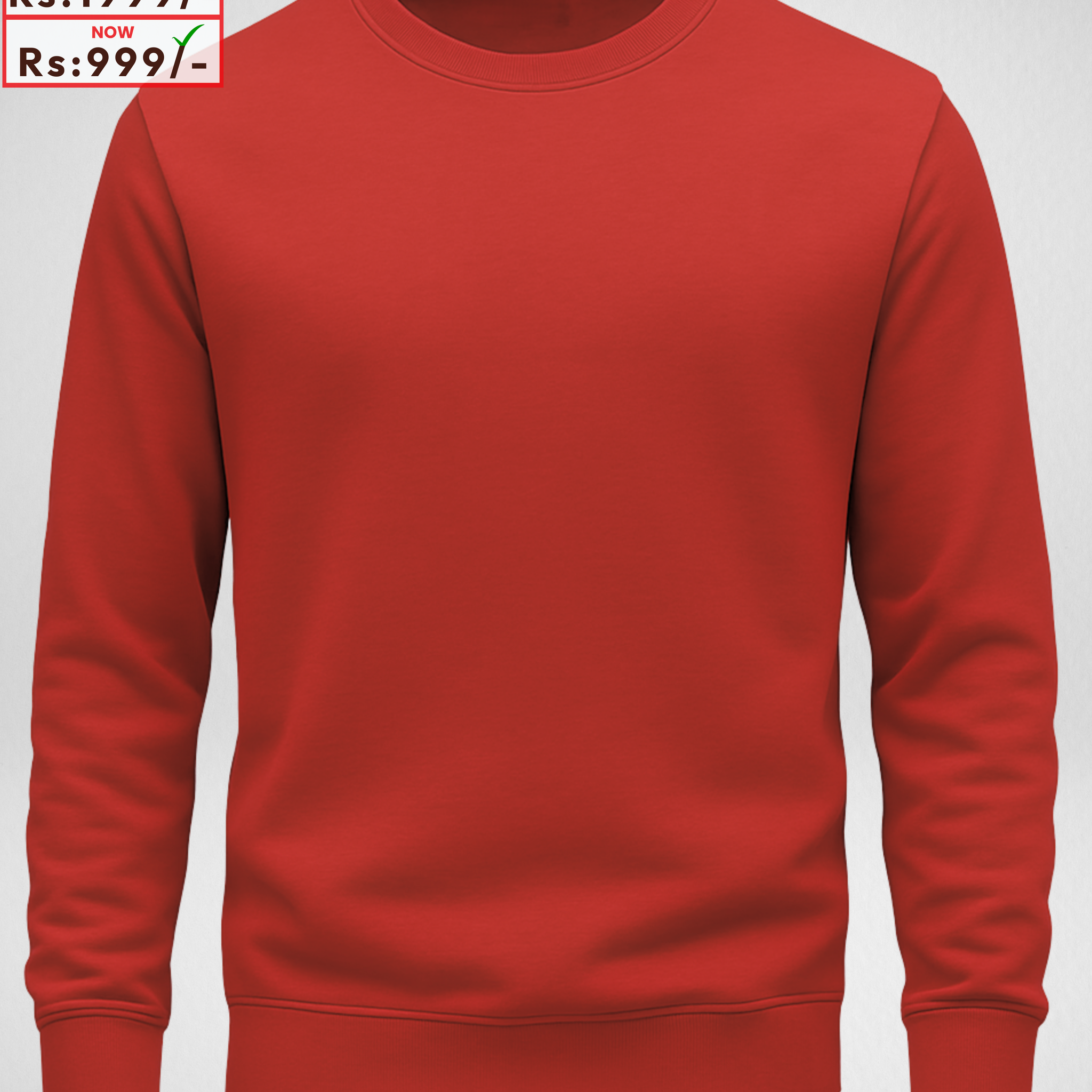Only 3XL Size – Red Basic Sweatshirt (Code 4257) (28 Chest x31 Lenght)