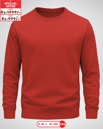 Only 3XL Size – Red Basic Sweatshirt (Code 4257) (28 Chest x31 Lenght)