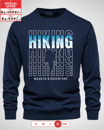 Only XL Size – Navy Blue Men's Printed Sweatshirt (Code 4261)