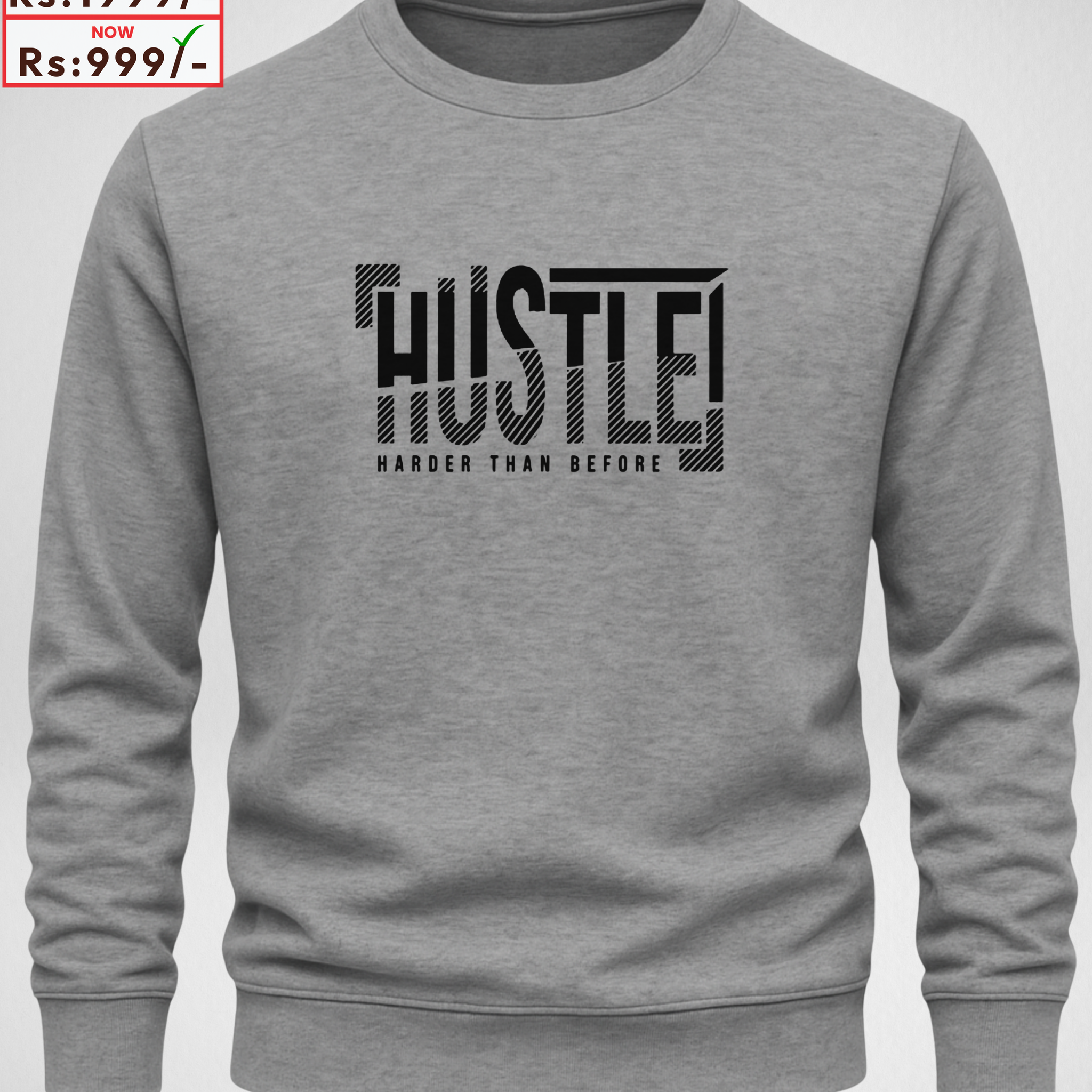 Grey Men's Printed Sweatshirt – Warm and Stylish Fleece (3903)