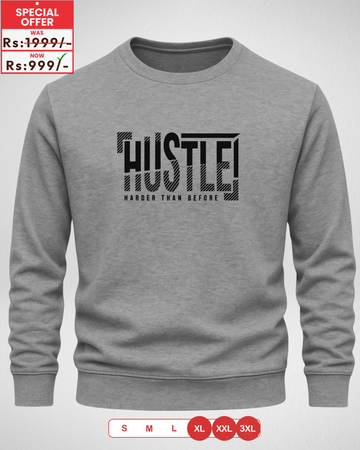 Grey Men's Printed Sweatshirt – Warm and Stylish Fleece (3903)