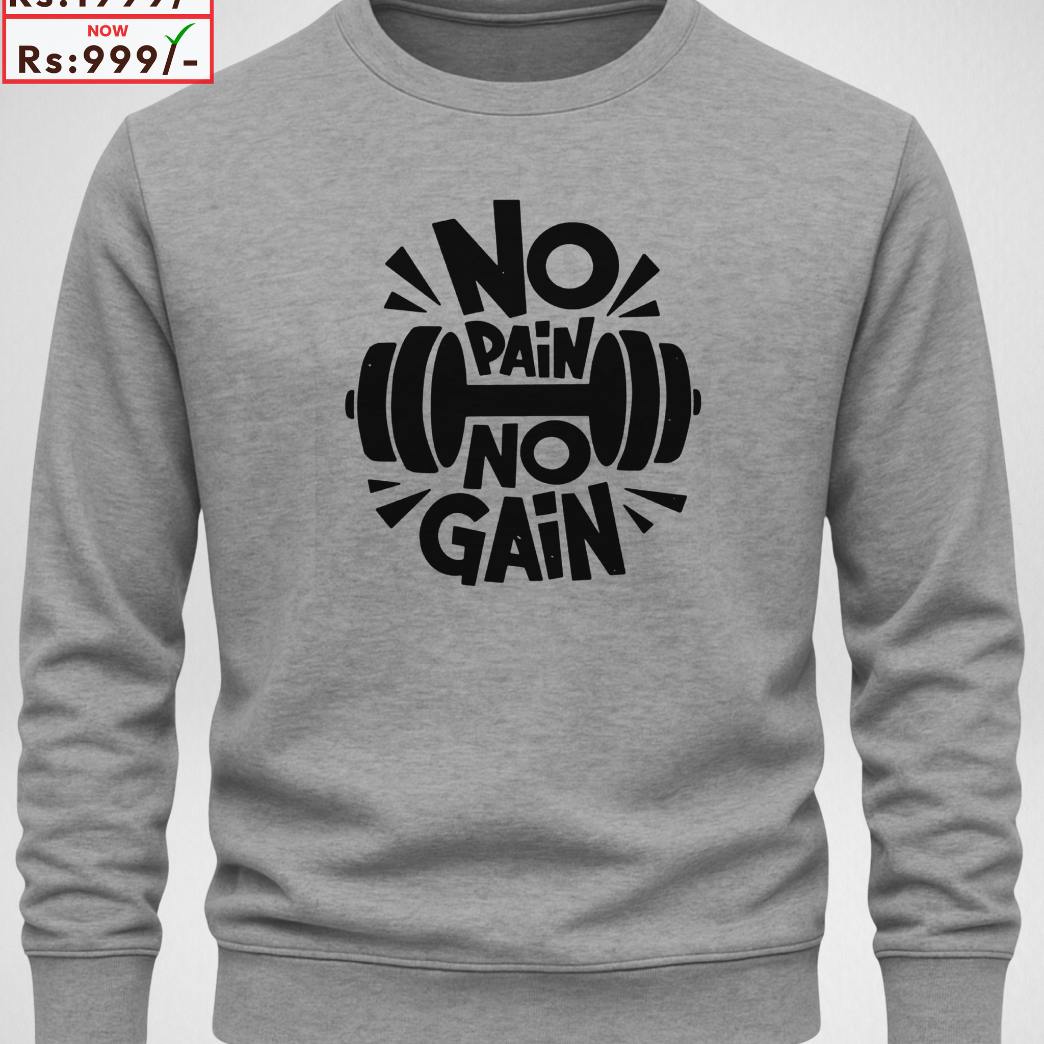 Grey Men's Printed Sweatshirt – Warm and Stylish Fleece (3904)