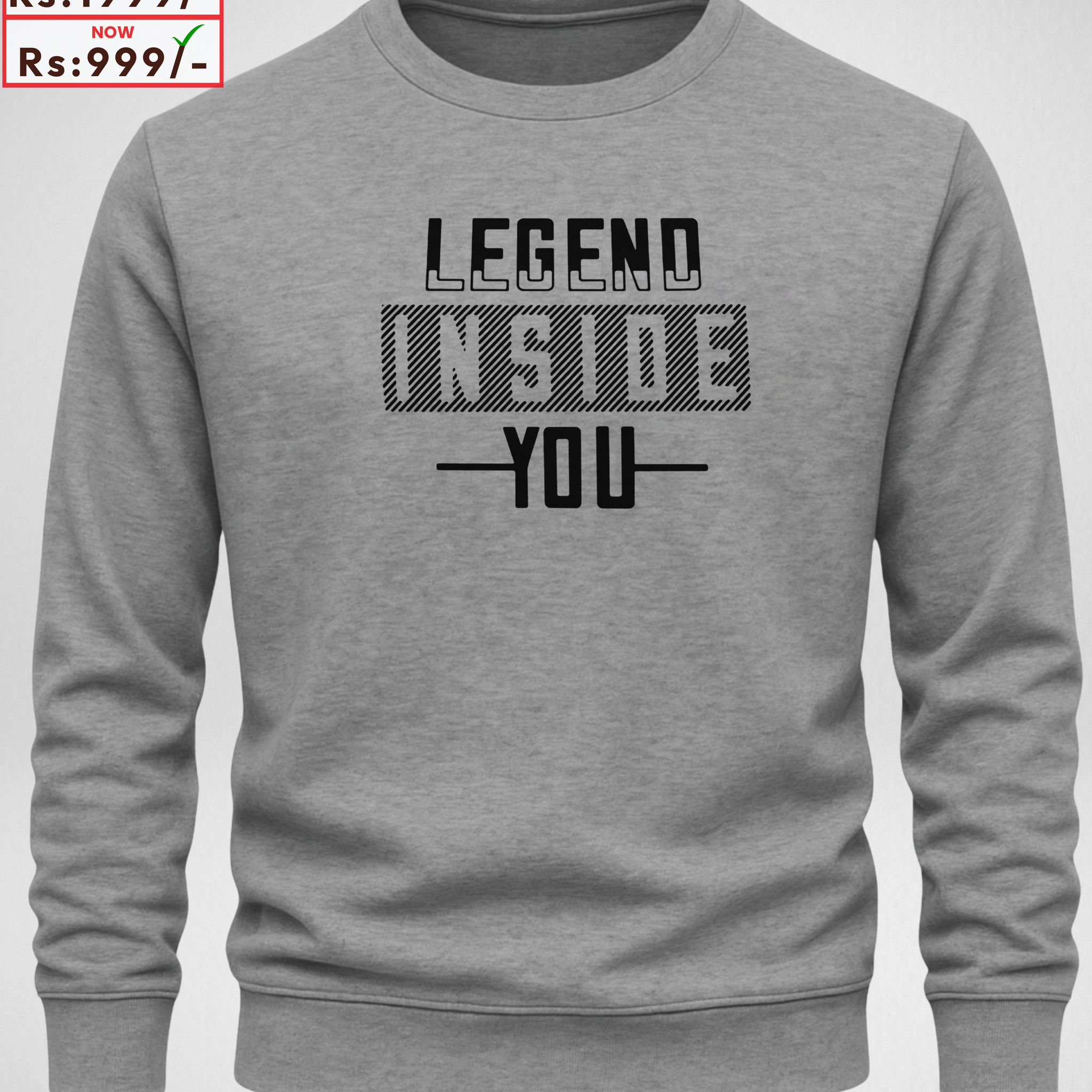 Grey Men's Printed Sweatshirt – Warm and Stylish Fleece (3905)
