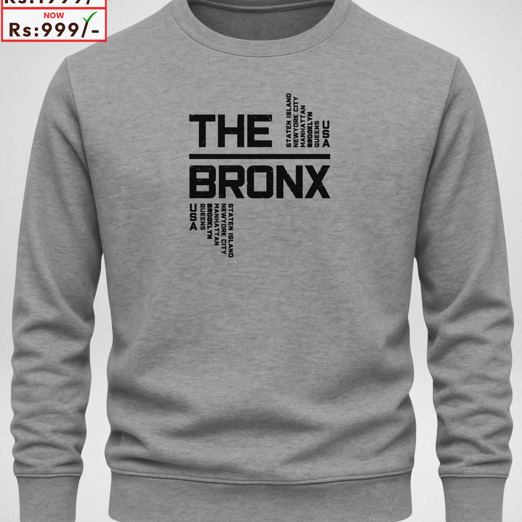 Grey Men's Printed Sweatshirt – Warm and Stylish Fleece (Code 3907)