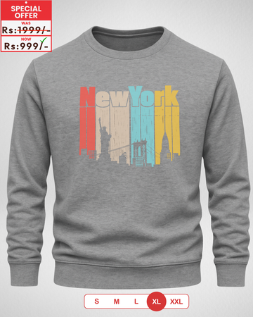Grey Men's Printed Sweatshirt – Warm and Stylish Fleece (3909)