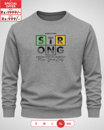 Grey Men's Printed Sweatshirt – Warm and Stylish Fleece (3910)