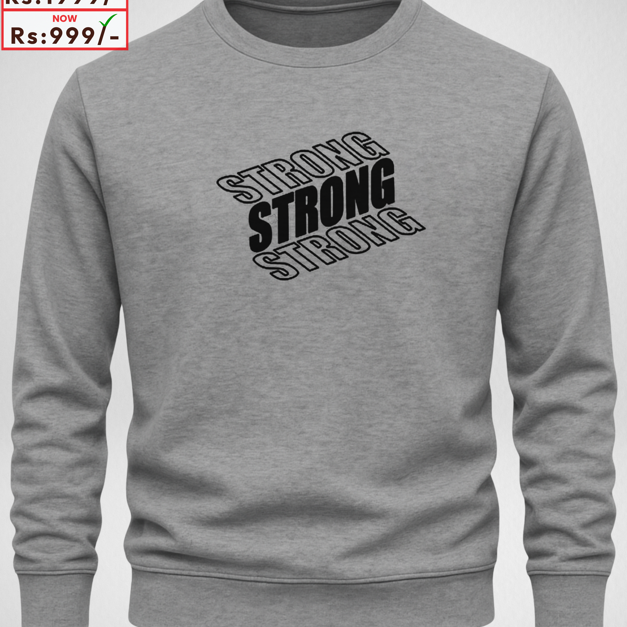 Grey Men's Printed Sweatshirt – Warm and Stylish Fleece (3911)