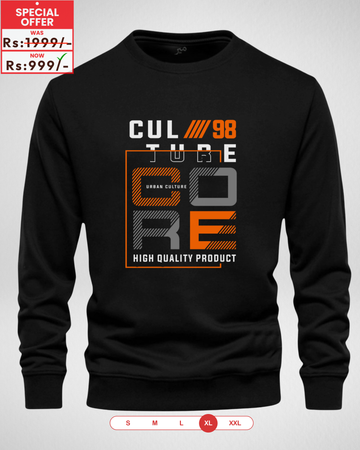 Black Men's Printed Sweatshirt – Warm and Stylish Fleece (3916)