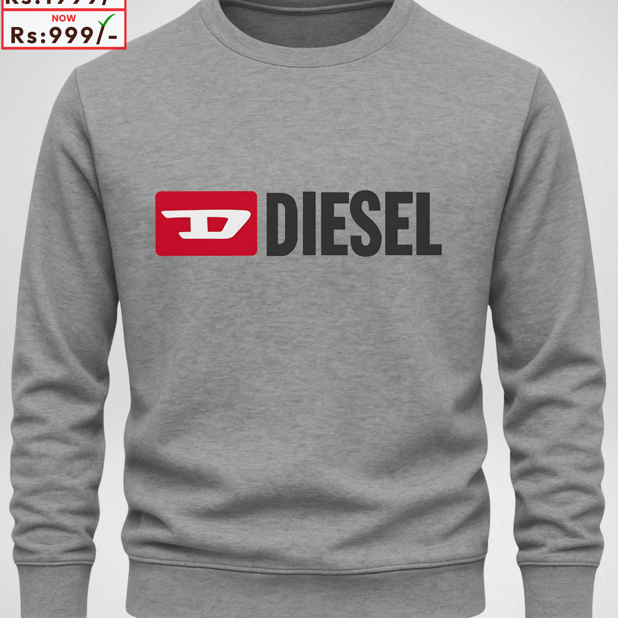 Grey Men's Printed Sweatshirt – Warm and Stylish Fleece (3917)
