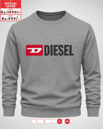 Grey Men's Printed Sweatshirt – Warm and Stylish Fleece (3917)