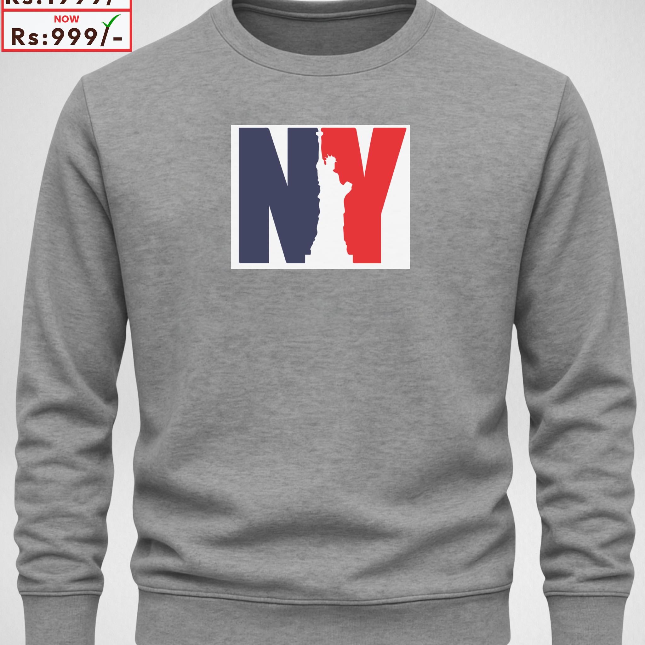 Grey Men's Printed Sweatshirt – Warm and Stylish Fleece (3929)