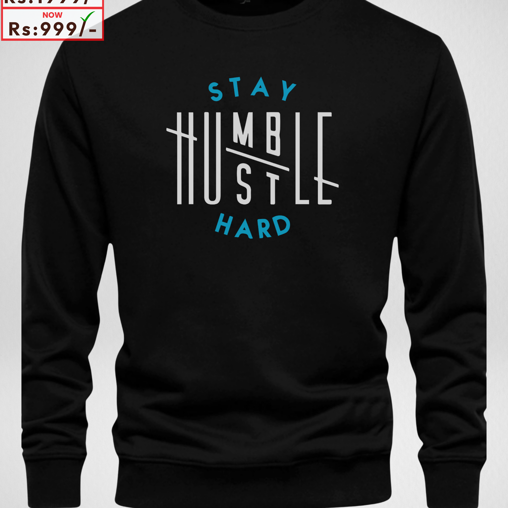 Black Men's Printed Sweatshirt – Warm and Stylish Fleece (3930)