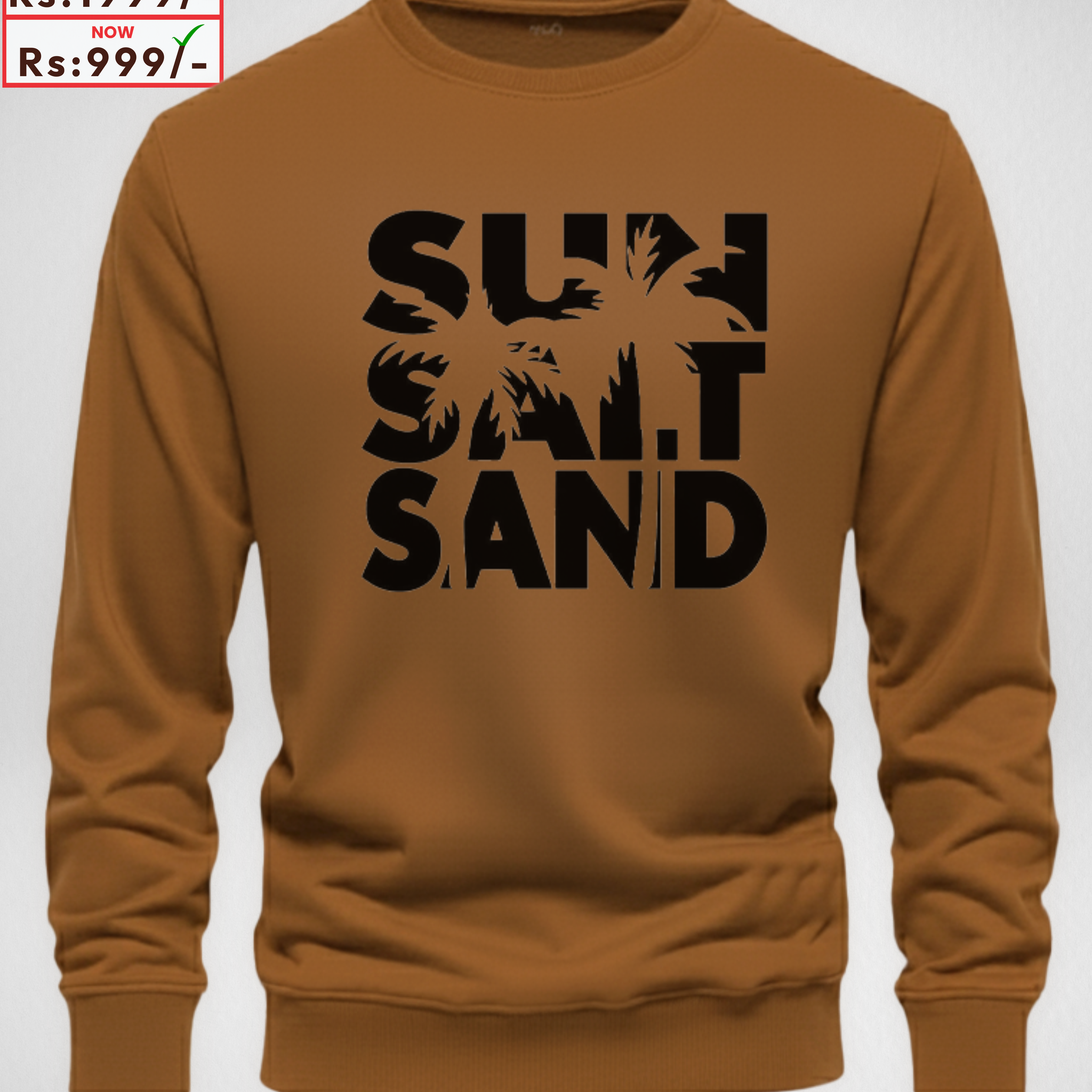 Dark Brown Men's Printed Sweatshirt – Warm and Stylish Fleece (3931)
