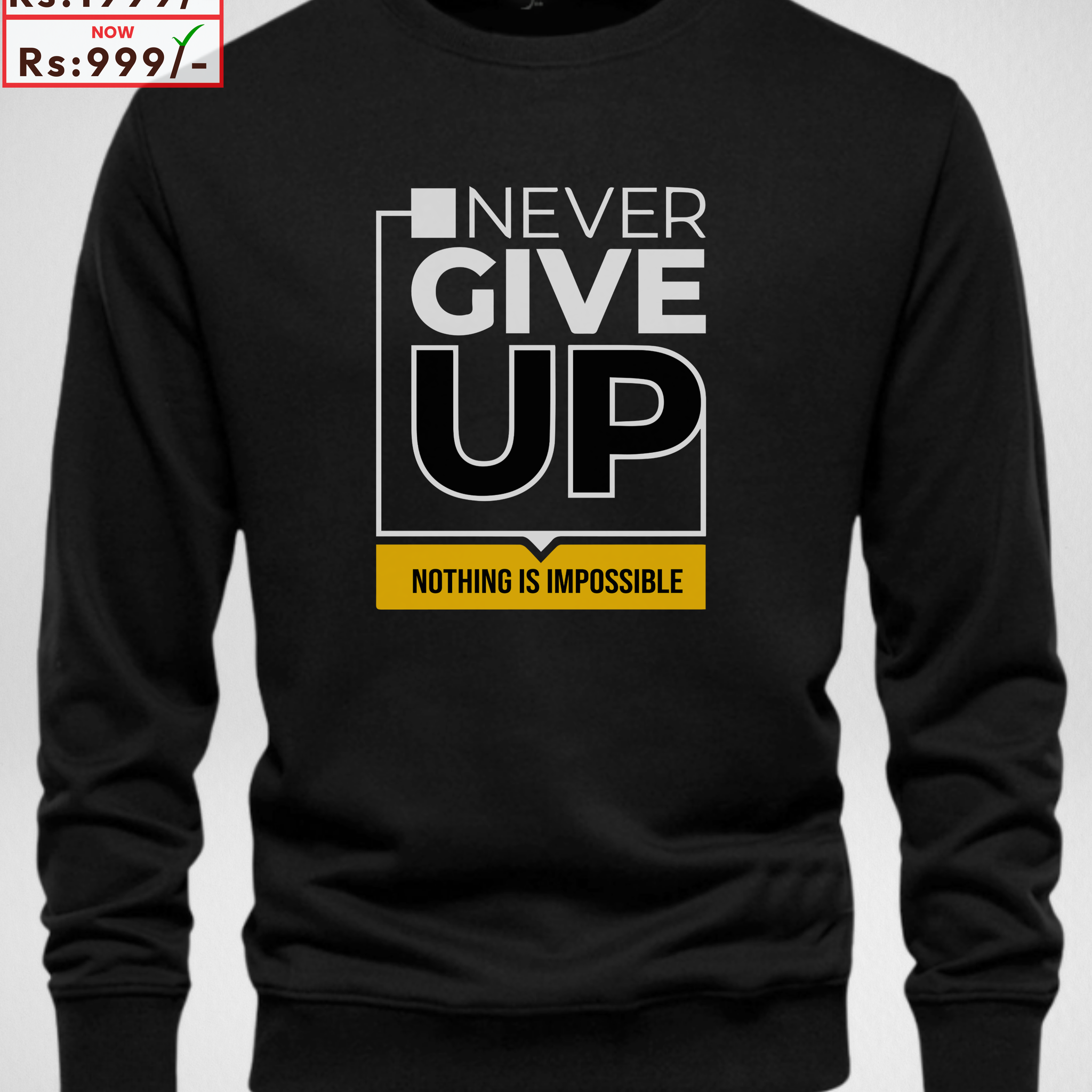 Black Men's Printed Sweatshirt – Warm and Stylish Fleece (Code 3968)