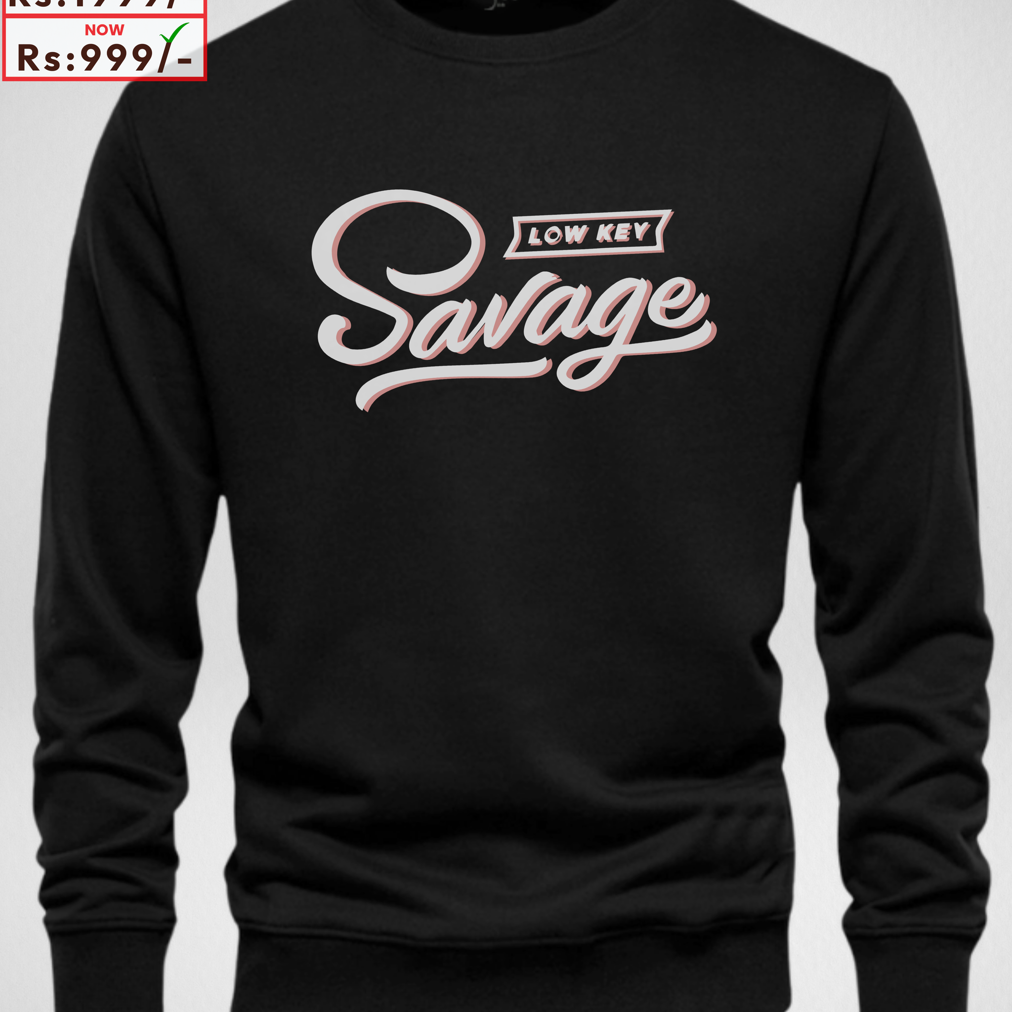 Black Savage Printed Sweatshirt – Warm and Stylish Fleece (Code 3972)