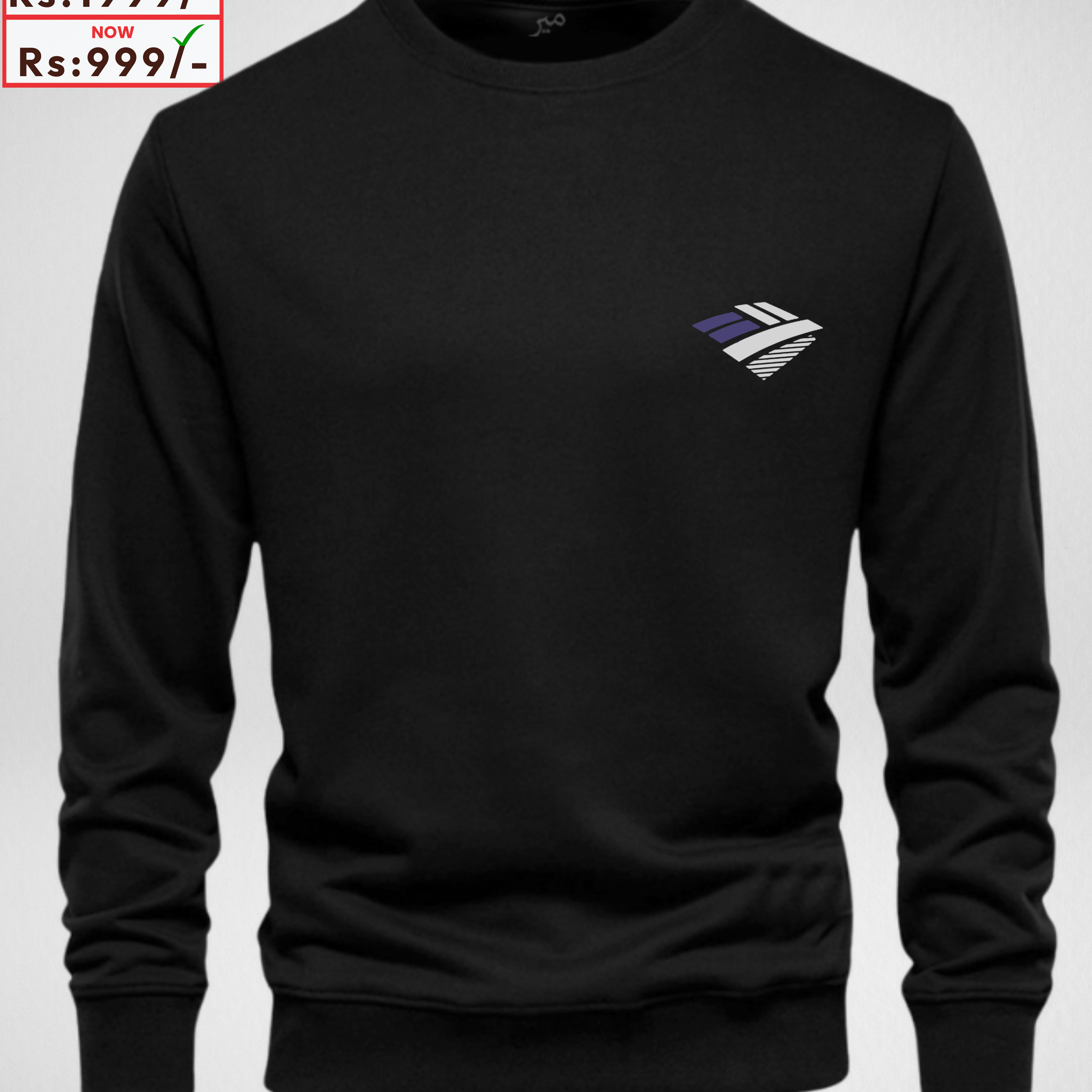 Black Men's Printed Sweatshirt – Warm and Stylish Fleece (Code 3970)