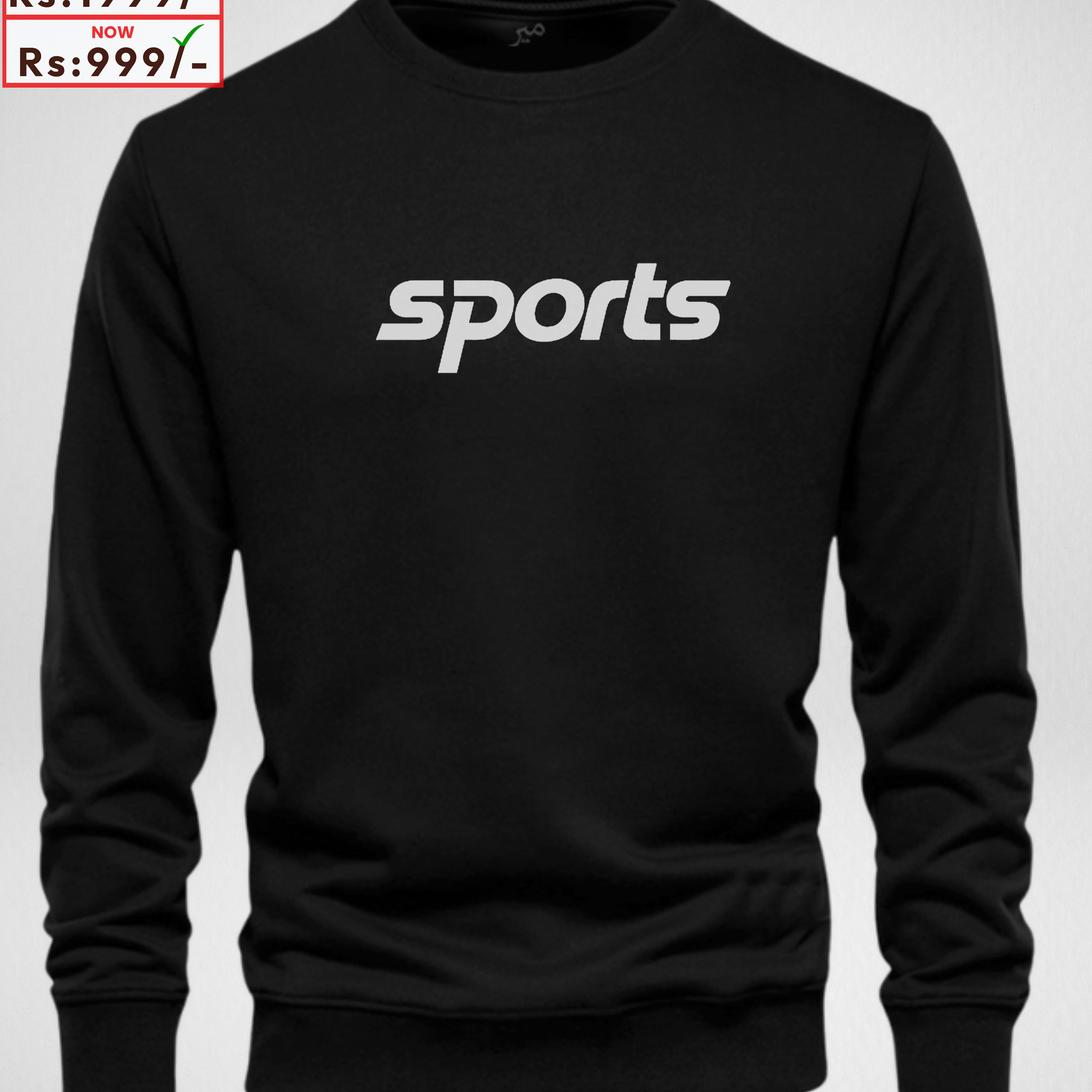 Black Sports Printed Sweatshirt – Warm and Stylish Fleece (Code 3977)
