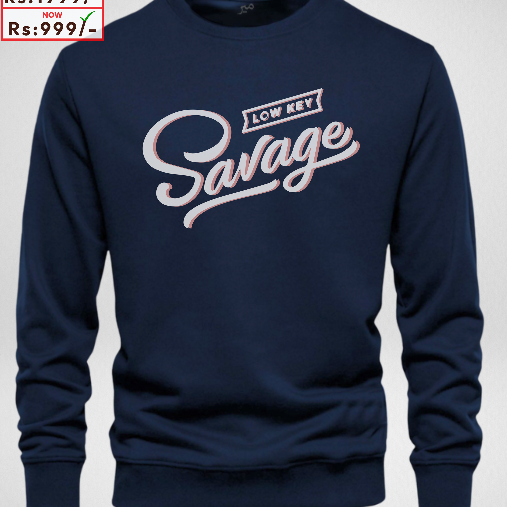 Navy Blue Savage Printed Sweatshirt – Warm and Stylish Fleece (Code 3979)