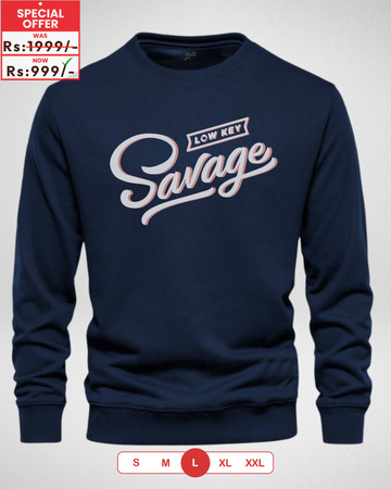 Navy Blue Savage Printed Sweatshirt – Warm and Stylish Fleece (Code 3979)