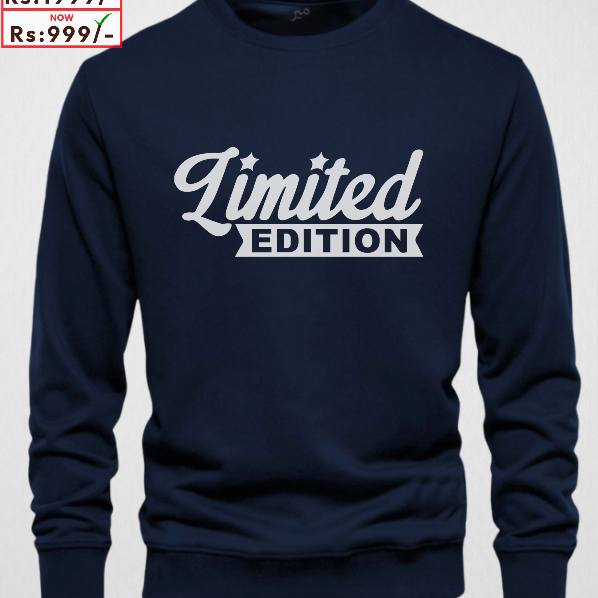 Navy Blue Men's Printed Sweatshirt – Warm and Stylish Fleece (Code 3894)