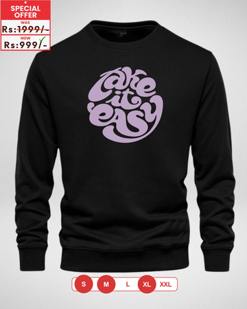 Black Take it Easy Printed Sweatshirt – Warm and Stylish Fleece (Code 3978)
