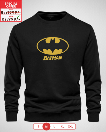 Only MEDIUM Size – BATMAN Black Printed Sweatshirt (Code 4054)