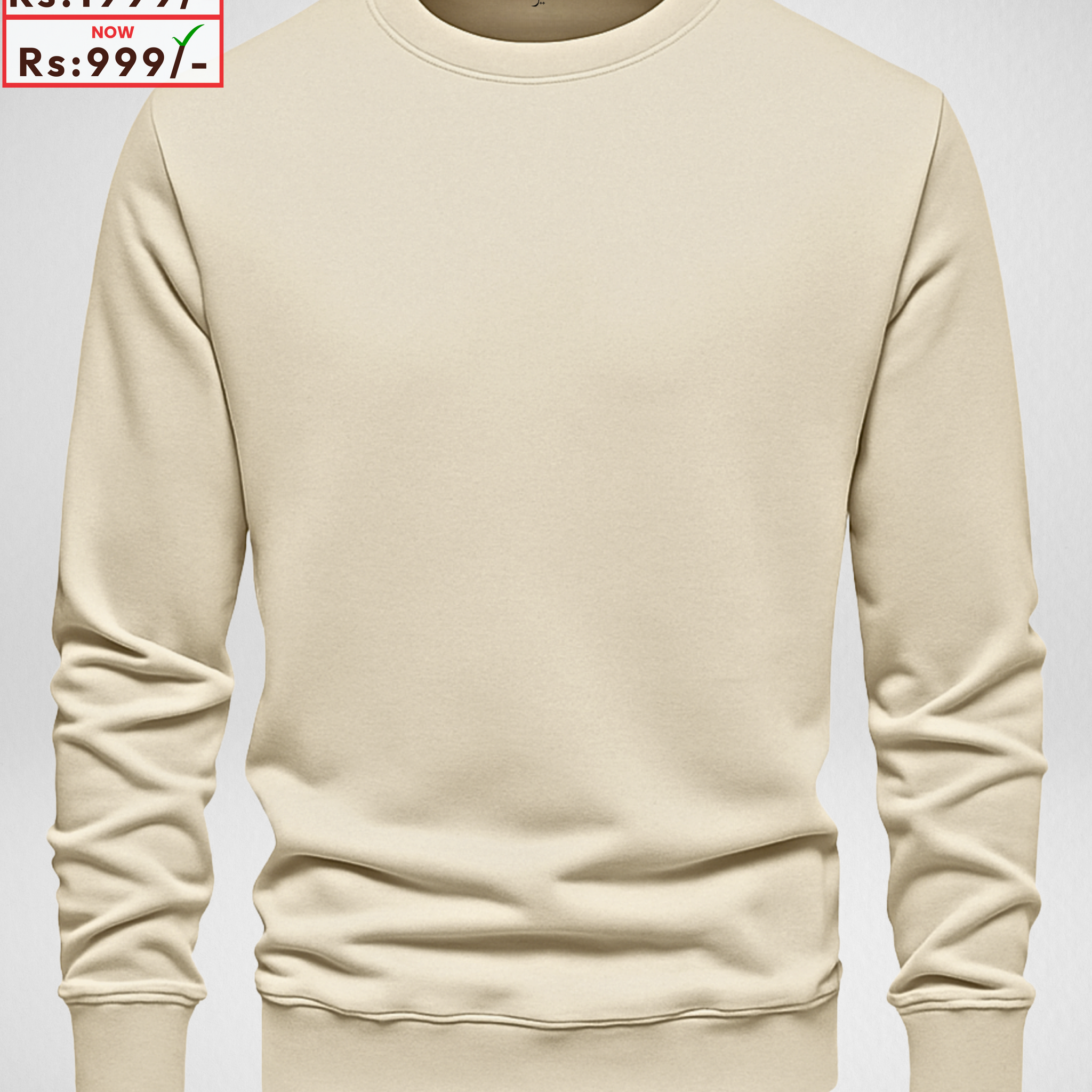 Cream Basic Soft and Warm Sweatshirt (Code 4133)