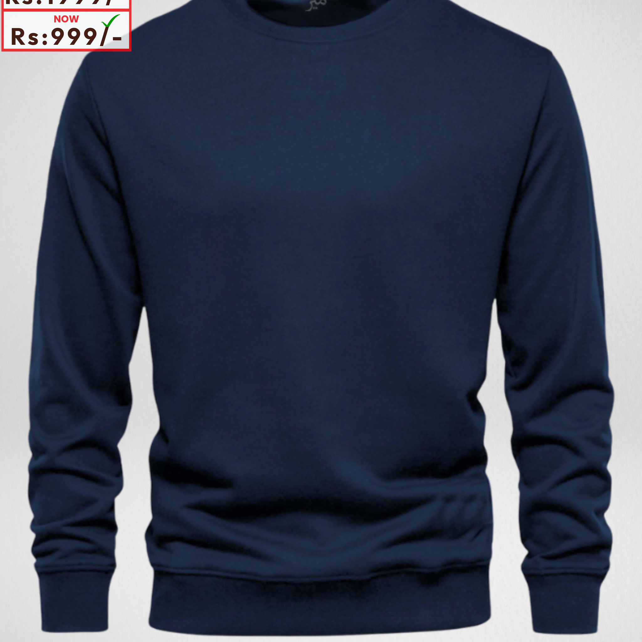 Only 3XL Size – Navy Blue Basic Sweatshirt (Code 4137) (25 Chest x30 Lenght)