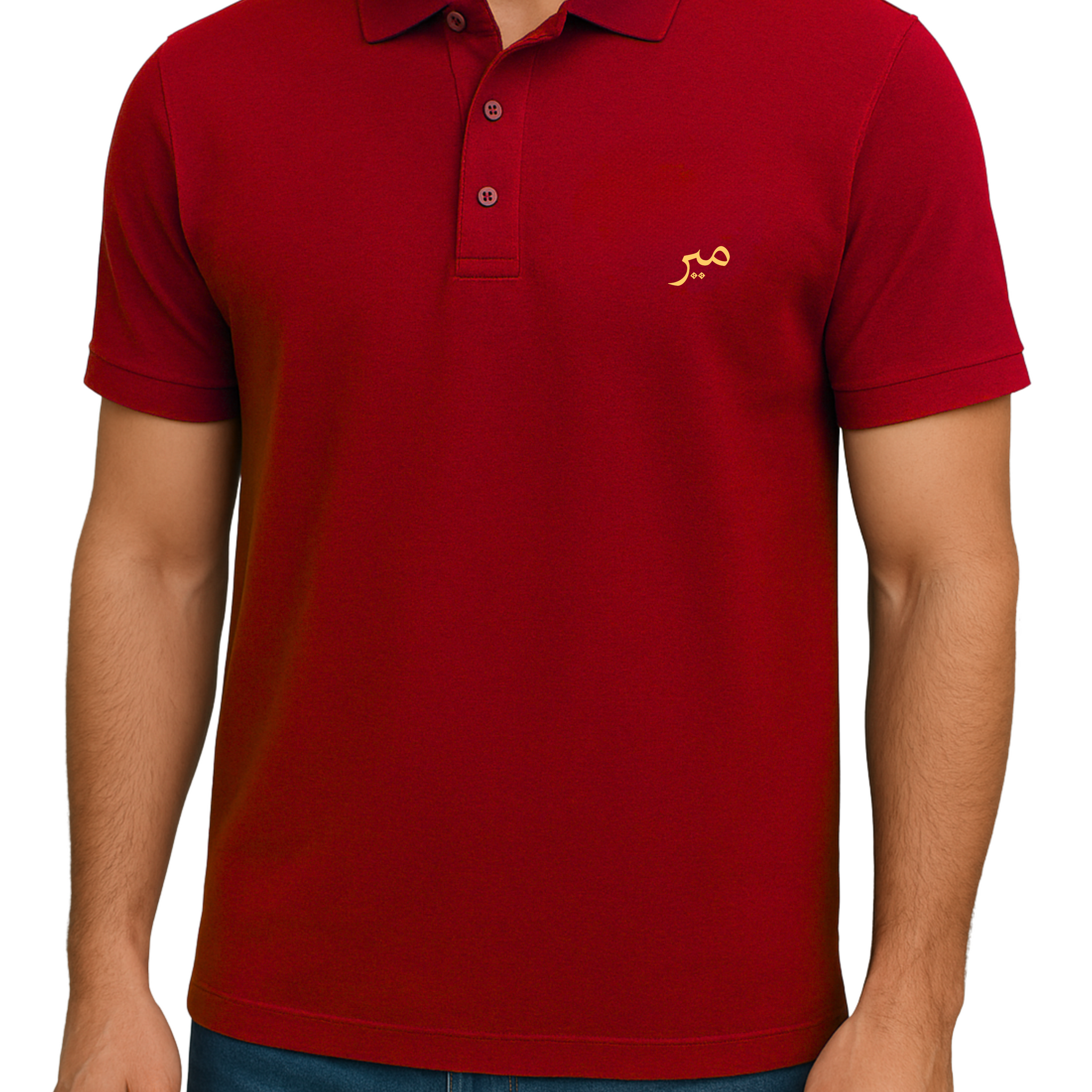 Red Printed Polo T-Shirt – Stylish & Comfortable (3283)