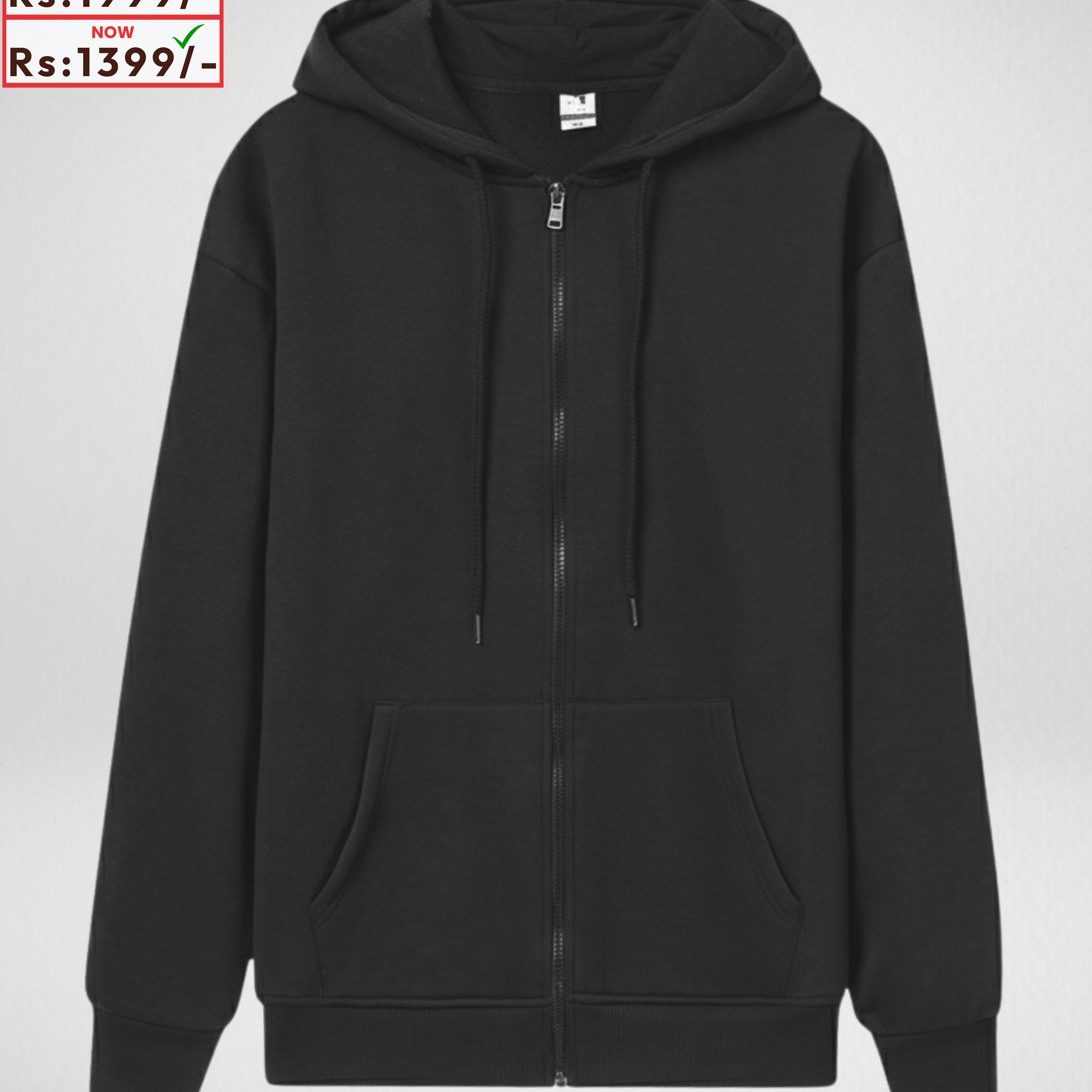 Premium Black Zipper Hoodie (3863)