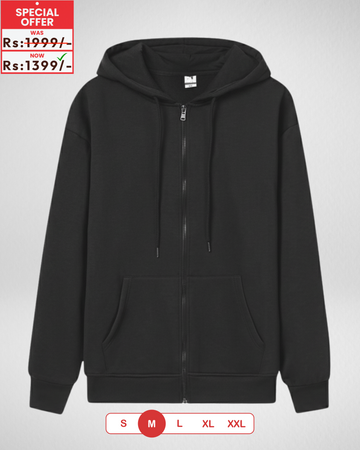 Premium Black Zipper Hoodie (3863)
