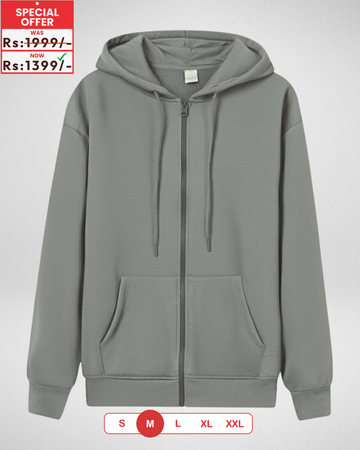 Premium Steel Grey Zipper Hoodie (3864)