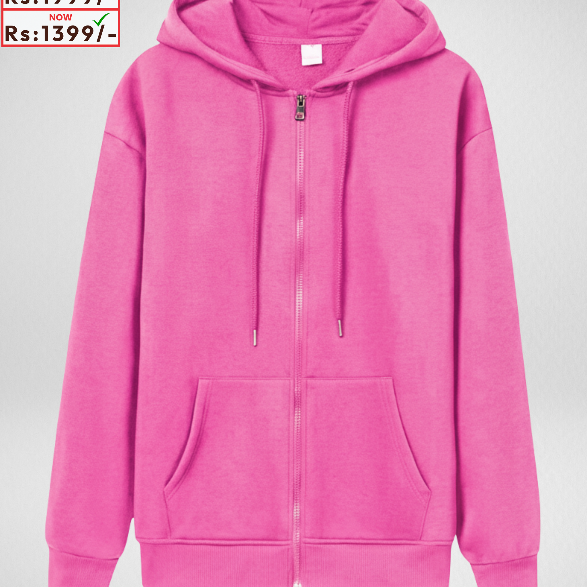 Premium Pink Zipper Hoodie (3865)