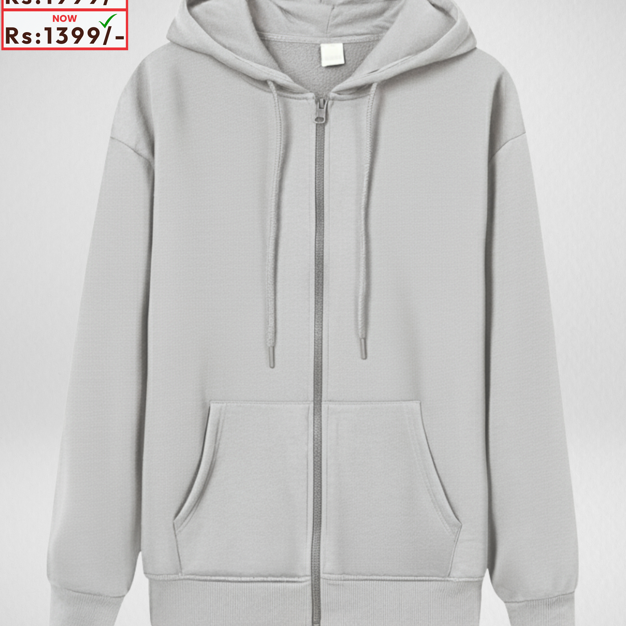 Premium Grey Zipper Hoodie (3866)