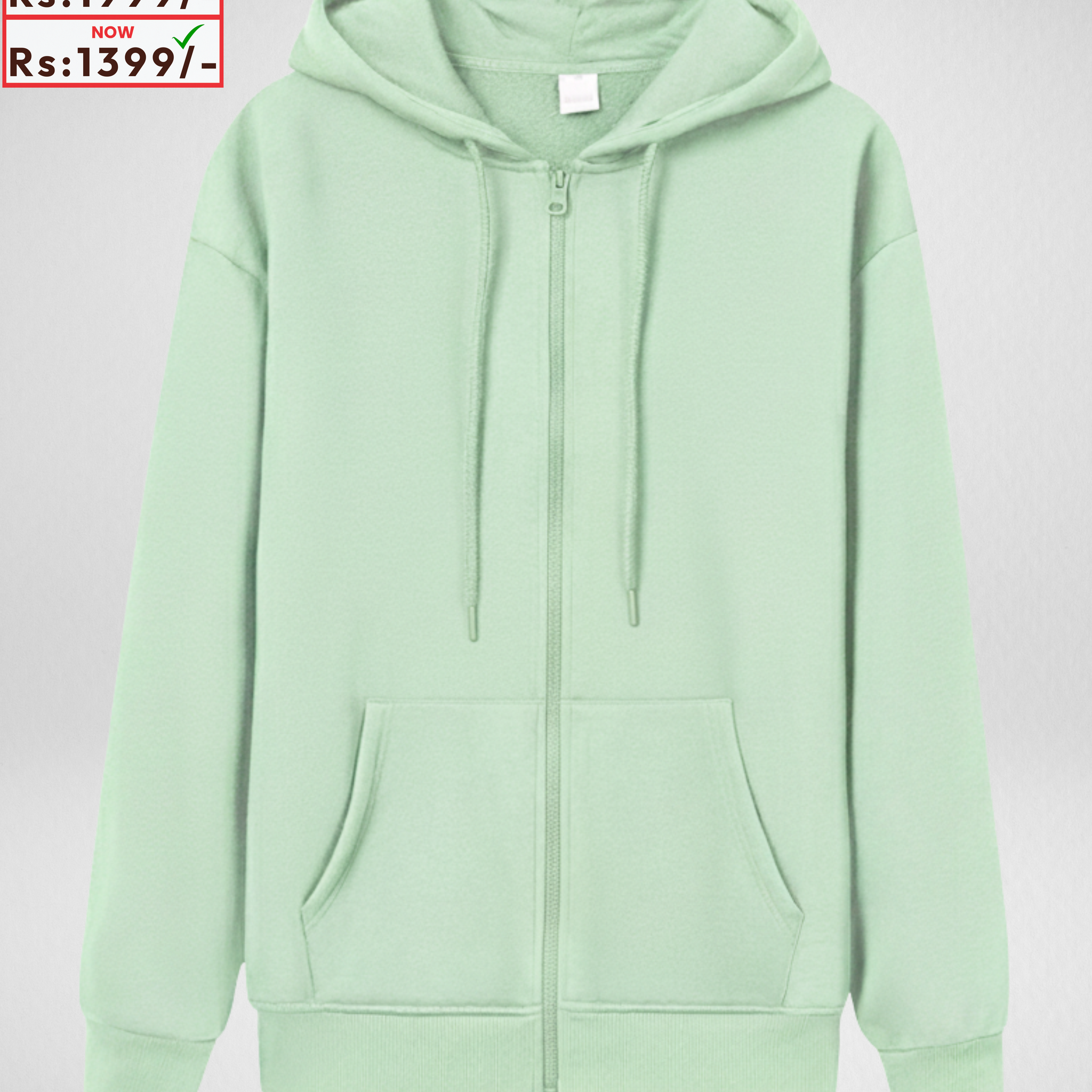 Premium Sea Green Zipper Hoodie (3867)