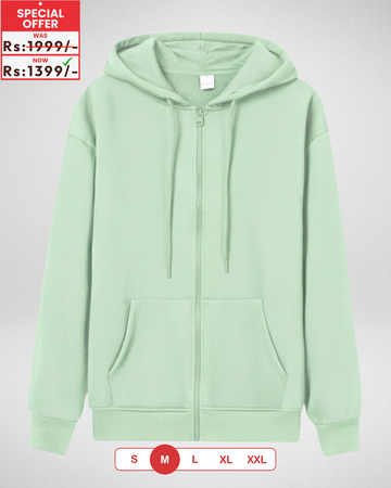 Premium Sea Green Zipper Hoodie (3867)