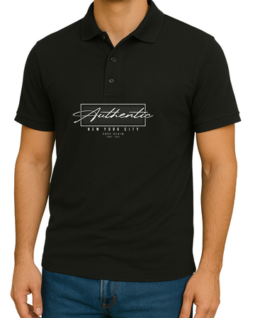 Black Printed Polo T-Shirt – Stylish & Comfortable (3306)