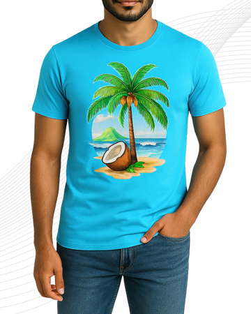 Premium Plam Printed T-Shirt – Cotton Jersey Fabric (3288)