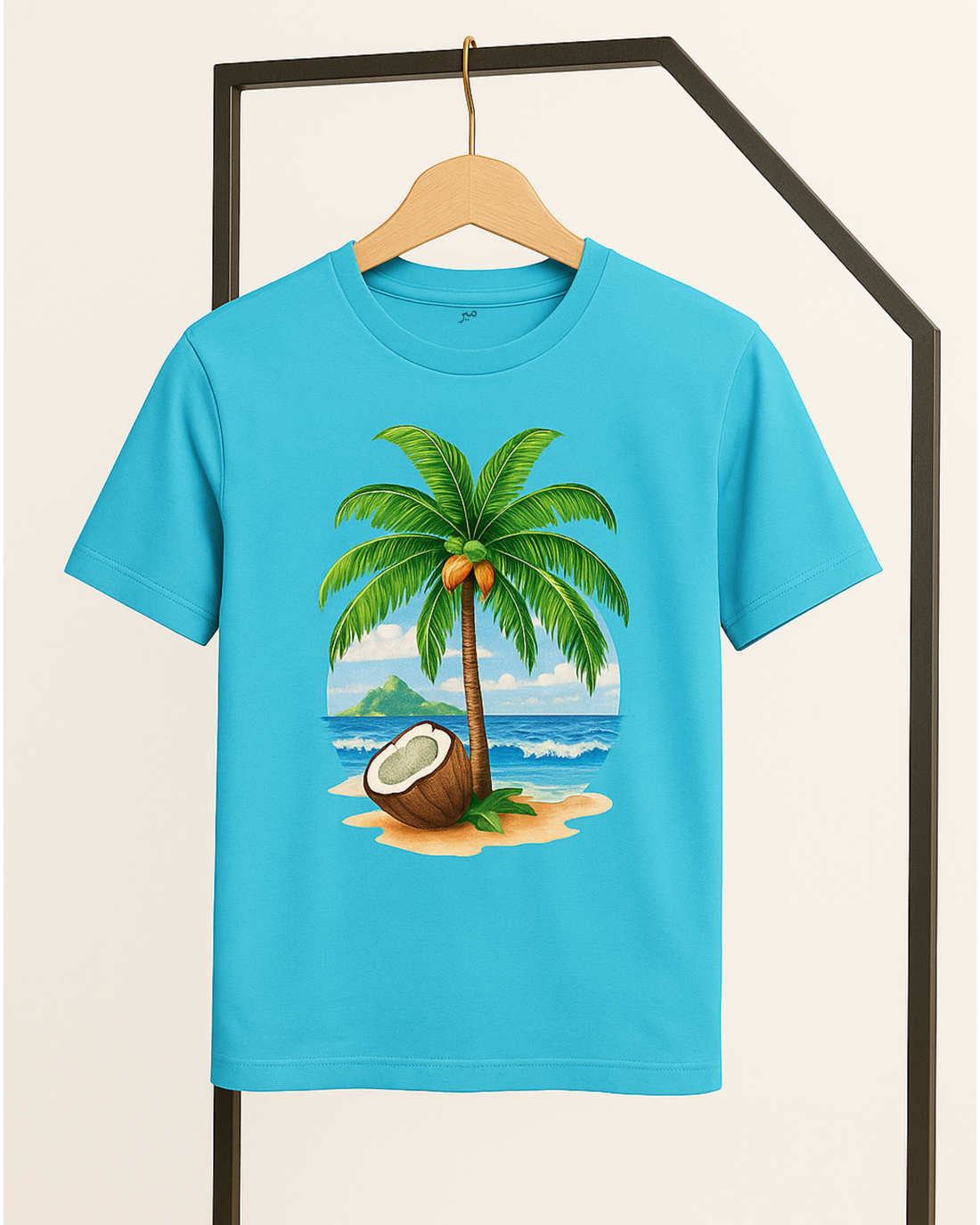 Premium Plam Printed T-Shirt – Cotton Jersey Fabric (3288)