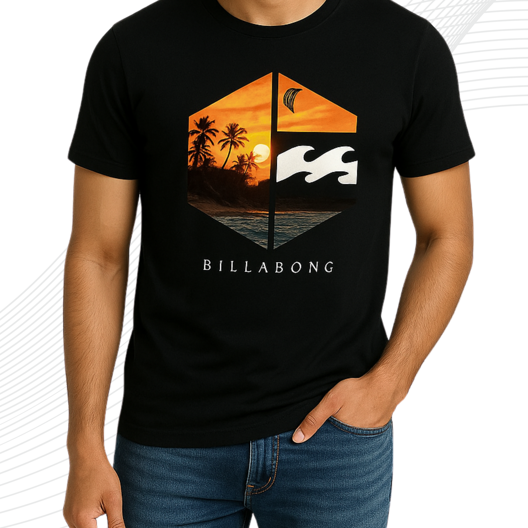 Premium Billabong Printed T-Shirt for Men – Cotton Jersey Fabric (3289)