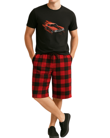 Printed T-Shirt And Digital Print Short Summer Suit (3308)