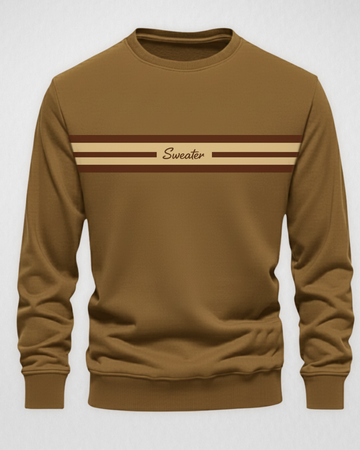 Mustard Sweater Stripes Men's Printed Sweatshirt – Warm and Stylish Fleece (Code 4605)