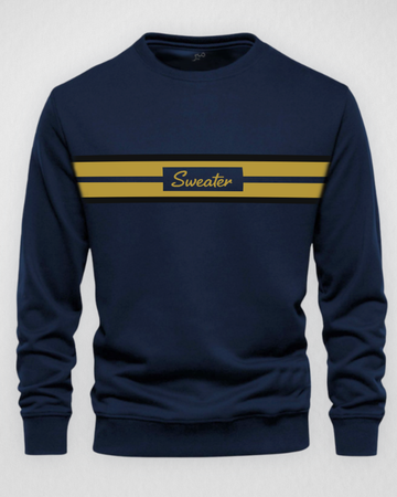 Navy Sweater Stripes Men's Printed Sweatshirt – Warm and Stylish Fleece (Code 4606)