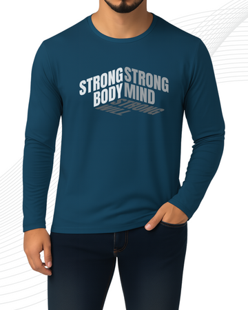 Petroleum Printed Men’s Full Sleeves Tee – Jersey Fabric, Classic Fit, Everyday Comfort (3554)