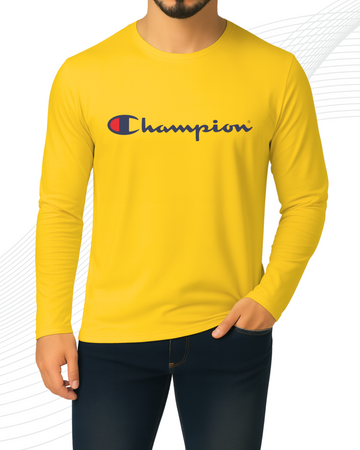 Yelow Printed Men’s Full Sleeves Tee – Jersey Fabric, Classic Fit, Everyday Comfort (3560)