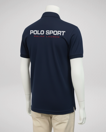 Navy Blue Back Printed Polo T-Shirt – Stylish & Comfortable (Code 4568)
