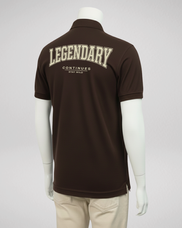 Dark Brown Back Printed Polo T-Shirt – Stylish & Comfortable (Code 4572)