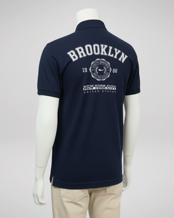 Navy Blue Back Printed Polo T-Shirt – Stylish & Comfortable (Code 4575)
