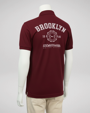 Maroon Back Printed Polo T-Shirt – Stylish & Comfortable (Code 4576)