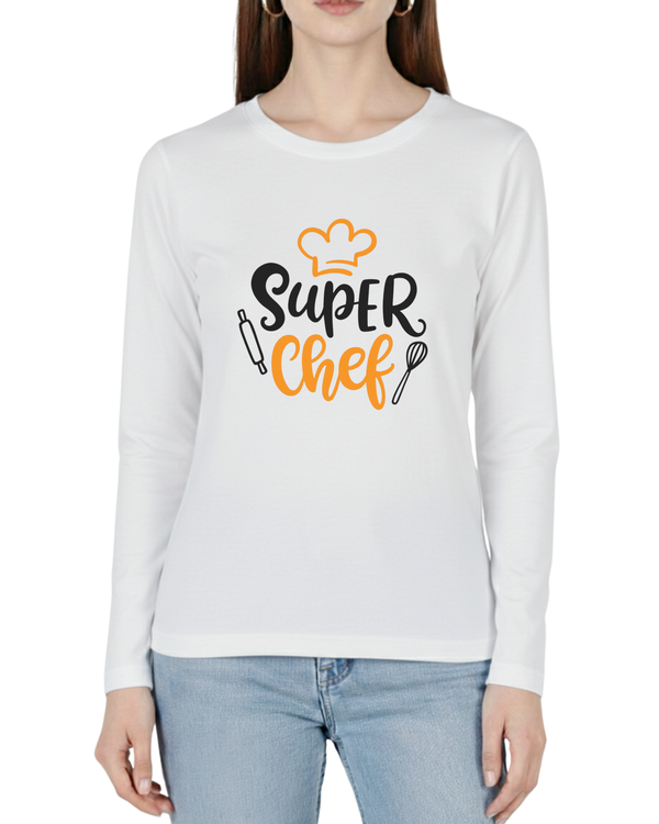 White Printed Full Sleeves Tee – Jersey Fabric, Classic Fit, Everyday Comfort (Code 4332)